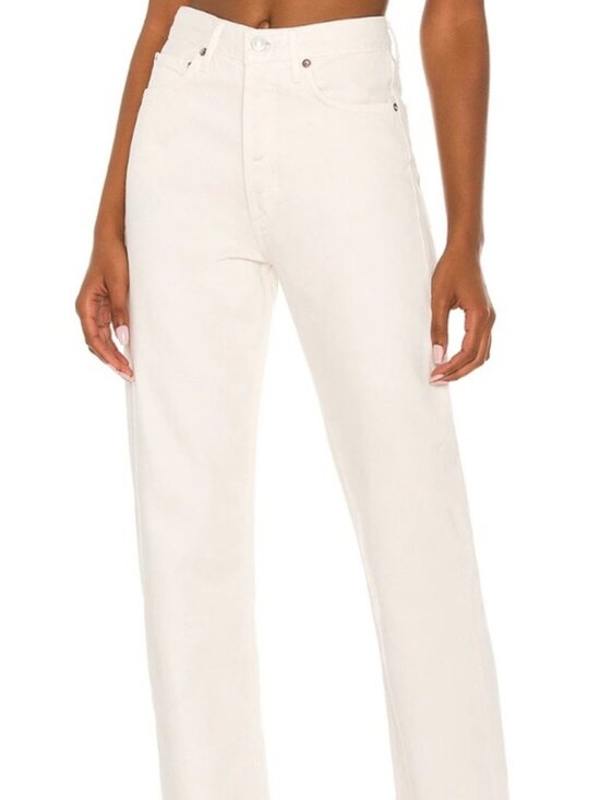 Agolde Denim - Agolde Off-White/Bone 90's Pinch Waist High Rise Straight-leg Jeans (Size 27)